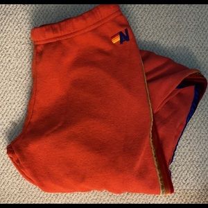 Aviator Nation Red Velvet Stripe Sweatpants Large